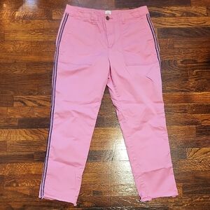 GAP Girlfriend Khaki Pink Straight Leg Cut Off Pants with Navy Piping Stripes 6